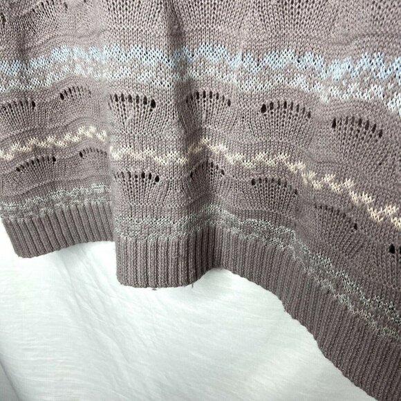 Free People Knit Sweater Size Small Grey Short Sleeve‎ Striped Top 3/4 Sleeves - Picture 12 of 12